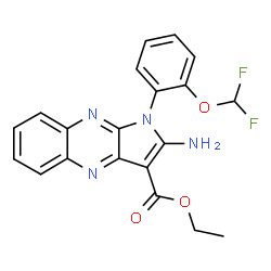 ChemSpider 2D Image | Ethyl 2-amino-1-[2-(difluoromethoxy)phenyl]-1H-pyrrolo[2,3-b]quinoxaline-3-carboxylate | C20H16F2N4O3