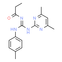 ChemSpider 2D Image | N-{(E)-[(4,6-Dimethyl-2-pyrimidinyl)amino][(4-methylphenyl)amino]methylene}propanamide | C17H21N5O
