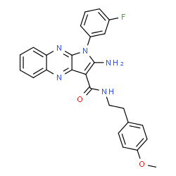 ChemSpider 2D Image | 2-Amino-1-(3-fluorophenyl)-N-[2-(4-methoxyphenyl)ethyl]-1H-pyrrolo[2,3-b]quinoxaline-3-carboxamide | C26H22FN5O2