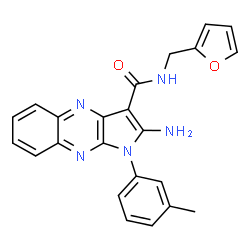 ChemSpider 2D Image | 2-Amino-N-(2-furylmethyl)-1-(3-methylphenyl)-1H-pyrrolo[2,3-b]quinoxaline-3-carboxamide | C23H19N5O2