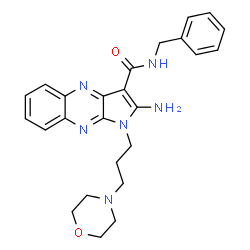 ChemSpider 2D Image | 2-Amino-N-benzyl-1-[3-(4-morpholinyl)propyl]-1H-pyrrolo[2,3-b]quinoxaline-3-carboxamide | C25H28N6O2