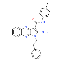 ChemSpider 2D Image | 2-Amino-N-(4-methylphenyl)-1-(2-phenylethyl)-1H-pyrrolo[2,3-b]quinoxaline-3-carboxamide | C26H23N5O