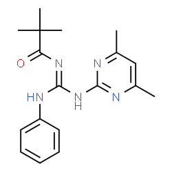 ChemSpider 2D Image | N-{(E)-Anilino[(4,6-dimethyl-2-pyrimidinyl)amino]methylene}-2,2-dimethylpropanamide | C18H23N5O