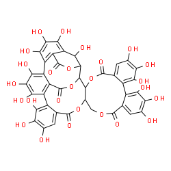 ChemSpider 2D Image | 7,8,9,12,13,14,25,26,27,30,31,32,35,36,37,46-Hexadecahydroxy-3,18,21,41,43-pentaoxanonacyclo[27.13.3.1~38,42~.0~2,20~.0~5,10~.0~11,16~.0~23,28~.0~33,45~.0~34,39~]hexatetraconta-5,7,9,11,13,15,23,25,27
,29(45),30,32,34,36,38-pentadecaene-4,17,22,40,44-pentone | C41H26O26