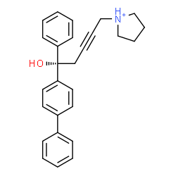 ChemSpider 2D Image | 1-[(5S)-5-(4-Biphenylyl)-5-hydroxy-5-phenyl-2-pentyn-1-yl]pyrrolidinium | C27H28NO