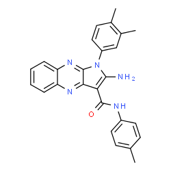 ChemSpider 2D Image | 2-Amino-1-(3,4-dimethylphenyl)-N-(4-methylphenyl)-1H-pyrrolo[2,3-b]quinoxaline-3-carboxamide | C26H23N5O