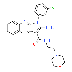 ChemSpider 2D Image | 2-Amino-1-(3-chlorophenyl)-N-[2-(4-morpholinyl)ethyl]-1H-pyrrolo[2,3-b]quinoxaline-3-carboxamide | C23H23ClN6O2