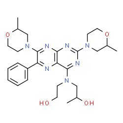 ChemSpider 2D Image | 1-{[2,7-Bis(2-methyl-4-morpholinyl)-6-phenyl-4-pteridinyl](2-hydroxyethyl)amino}-2-propanol | C27H37N7O4