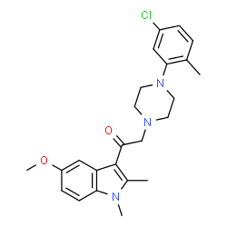 ChemSpider 2D Image | 2-[4-(5-Chloro-2-methylphenyl)-1-piperazinyl]-1-(5-methoxy-1,2-dimethyl-1H-indol-3-yl)ethanone | C24H28ClN3O2