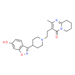 ChemSpider 2D Image | 3-{2-[4-(6-Hydroxy-1,2-benzoxazol-3-yl)-1-piperidinyl]ethyl}-2-methyl-6,7,8,9-tetrahydro-4H-pyrido[1,2-a]pyrimidin-4-one | C23H28N4O3