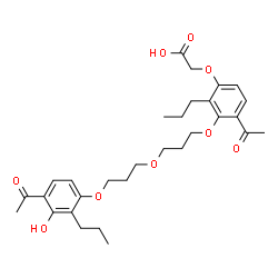 ChemSpider 2D Image | (4-Acetyl-3-{3-[3-(4-acetyl-3-hydroxy-2-propylphenoxy)propoxy]propoxy}-2-propylphenoxy)acetic acid | C30H40O9