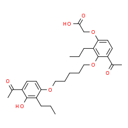 ChemSpider 2D Image | (4-Acetyl-3-{[5-(4-acetyl-3-hydroxy-2-propylphenoxy)pentyl]oxy}-2-propylphenoxy)acetic acid | C29H38O8