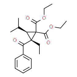 ChemSpider 2D Image | Diethyl (2R,3R)-2-benzoyl-2-ethyl-3-isopropyl-1,1-cyclopropanedicarboxylate | C21H28O5