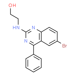 ChemSpider 2D Image | 2-[(6-Bromo-4-phenyl-2-quinazolinyl)amino]ethanol | C16H14BrN3O