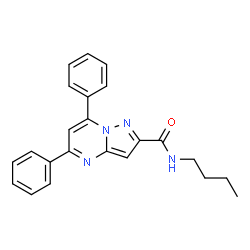 ChemSpider 2D Image | N-Butyl-5,7-diphenylpyrazolo[1,5-a]pyrimidine-2-carboxamide | C23H22N4O