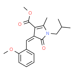 ChemSpider 2D Image | Methyl (4Z)-1-isobutyl-4-(2-methoxybenzylidene)-2-methyl-5-oxo-4,5-dihydro-1H-pyrrole-3-carboxylate | C19H23NO4