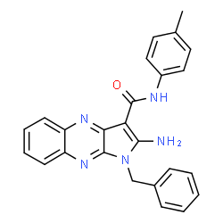 ChemSpider 2D Image | 2-Amino-1-benzyl-N-(4-methylphenyl)-1H-pyrrolo[2,3-b]quinoxaline-3-carboxamide | C25H21N5O
