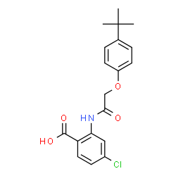 ChemSpider 2D Image | 2-[2-(4-TERT-BUTYLPHENOXY)ACETAMIDO]-4-CHLOROBENZOIC ACID | C19H20ClNO4