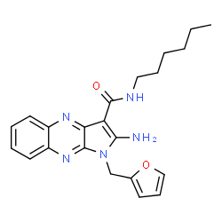 ChemSpider 2D Image | 2-Amino-1-(2-furylmethyl)-N-hexyl-1H-pyrrolo[2,3-b]quinoxaline-3-carboxamide | C22H25N5O2