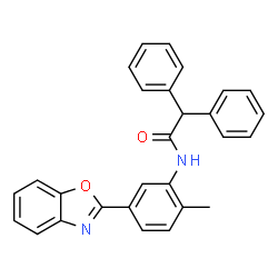 ChemSpider 2D Image | N-[5-(1,3-Benzoxazol-2-yl)-2-methylphenyl]-2,2-diphenylacetamide | C28H22N2O2