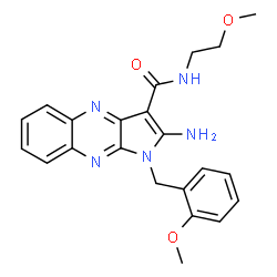 ChemSpider 2D Image | 2-Amino-1-(2-methoxybenzyl)-N-(2-methoxyethyl)-1H-pyrrolo[2,3-b]quinoxaline-3-carboxamide | C22H23N5O3