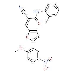 ChemSpider 2D Image | (2Z)-2-Cyano-3-[5-(2-methoxy-5-nitrophenyl)-2-furyl]-N-(2-methylphenyl)acrylamide | C22H17N3O5