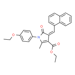 ChemSpider 2D Image | Ethyl (4Z)-1-(4-ethoxyphenyl)-2-methyl-4-(1-naphthylmethylene)-5-oxo-4,5-dihydro-1H-pyrrole-3-carboxylate | C27H25NO4