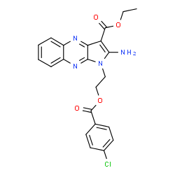 ChemSpider 2D Image | Ethyl 2-amino-1-{2-[(4-chlorobenzoyl)oxy]ethyl}-1H-pyrrolo[2,3-b]quinoxaline-3-carboxylate | C22H19ClN4O4