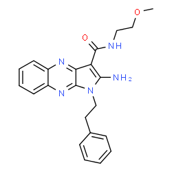ChemSpider 2D Image | 2-Amino-N-(2-methoxyethyl)-1-(2-phenylethyl)-1H-pyrrolo[2,3-b]quinoxaline-3-carboxamide | C22H23N5O2