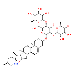 ChemSpider 2D Image | (3beta,25S)-Spirosol-5-en-3-yl 6-deoxy-alpha-L-mannopyranosyl-(1->2)-[6-deoxy-alpha-L-mannopyranosyl-(1->4)]-beta-D-glucopyranoside | C45H73NO15