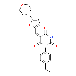 ChemSpider 2D Image | (5E)-1-(4-ethylphenyl)-5-{[5-(morpholin-4-yl)furan-2-yl]methylidene}-1,3-diazinane-2,4,6-trione | C21H21N3O5