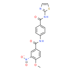 ChemSpider 2D Image | 4-Methoxy-3-nitro-N-[4-(1,3-thiazol-2-ylcarbamoyl)phenyl]benzamide | C18H14N4O5S
