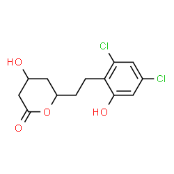 ChemSpider 2D Image | 6-[2-(2,4-Dichloro-6-hydroxyphenyl)ethyl]-4-hydroxytetrahydro-2H-pyran-2-one | C13H14Cl2O4