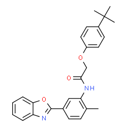 ChemSpider 2D Image | N-[5-(1,3-benzoxazol-2-yl)-2-methylphenyl]-2-(4-tert-butylphenoxy)acetamide | C26H26N2O3