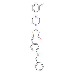 ChemSpider 2D Image | (5E)-5-[4-(Benzyloxy)benzylidene]-2-[4-(3-methylphenyl)-1-piperazinyl]-1,3-thiazol-4(5H)-one | C28H27N3O2S