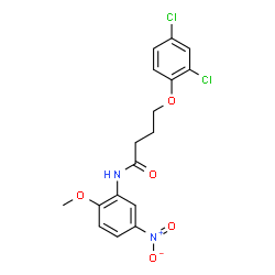 ChemSpider 2D Image | 4-(2,4-Dichlorophenoxy)-N-(2-methoxy-5-nitrophenyl)butanamide | C17H16Cl2N2O5