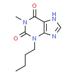 ChemSpider 2D Image | 3-Butyl-1-methyl-3,7-dihydro-1H-purine-2,6-dione | C10H14N4O2