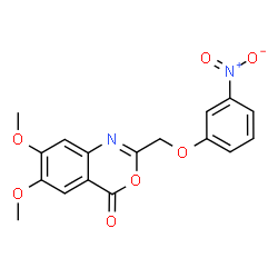 ChemSpider 2D Image | 6,7-Dimethoxy-2-[(3-nitrophenoxy)methyl]-4H-3,1-benzoxazin-4-one | C17H14N2O7