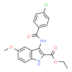 ChemSpider 2D Image | Ethyl 3-[(4-chlorobenzoyl)amino]-5-methoxy-1H-indole-2-carboxylate | C19H17ClN2O4
