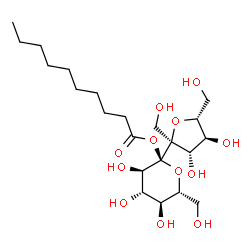 ChemSpider 2D Image | (2S,3R,4S,5S,6R)-2-[(2S,3S,4S,5R)-3,4-Dihydroxy-2,5-bis(hydroxymethyl)tetrahydro-2-furanyl]-3,4,5-trihydroxy-6-(hydroxymethyl)tetrahydro-2H-pyran-2-yl decanoate | C22H40O12