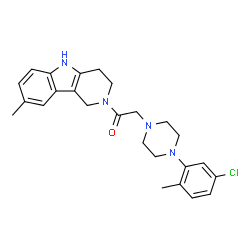 ChemSpider 2D Image | 2-[4-(5-Chloro-2-methylphenyl)-1-piperazinyl]-1-(8-methyl-1,3,4,5-tetrahydro-2H-pyrido[4,3-b]indol-2-yl)ethanone | C25H29ClN4O