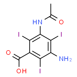 ChemSpider 2D Image | 3-Acetamido-5-amino-2,4,6-triiodobenzoic acid | C9H7I3N2O3