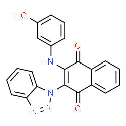 ChemSpider 2D Image | 2-(1H-Benzotriazol-1-yl)-3-[(3-hydroxyphenyl)amino]-1,4-naphthoquinone | C22H14N4O3