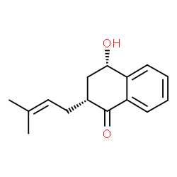 ChemSpider 2D Image | (2R,4S)-4-Hydroxy-2-(3-methyl-2-buten-1-yl)-3,4-dihydro-1(2H)-naphthalenone | C15H18O2