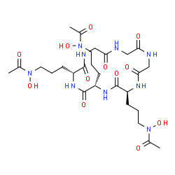ChemSpider 2D Image | Cyclo(glycyl-N~5~-acetyl-N~5~-hydroxy-L-ornithyl-N~5~-acetyl-N~5~-hydroxy-L-ornithyl-N~5~-acetyl-N~5~-hydroxy-D-ornithylglycylglycyl) | C27H45N9O12