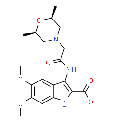 ChemSpider 2D Image | Methyl 3-({[(2R,6S)-2,6-dimethyl-4-morpholinyl]acetyl}amino)-5,6-dimethoxy-1H-indole-2-carboxylate | C20H27N3O6