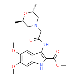 ChemSpider 2D Image | Methyl 3-({[(2R,6R)-2,6-dimethyl-4-morpholinyl]acetyl}amino)-5,6-dimethoxy-1H-indole-2-carboxylate | C20H27N3O6