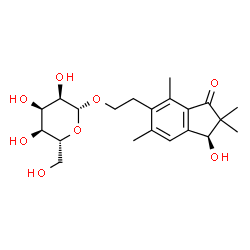 ChemSpider 2D Image | 2-[(1S)-1-Hydroxy-2,2,4,6-tetramethyl-3-oxo-2,3-dihydro-1H-inden-5-yl]ethyl beta-D-allopyranoside | C21H30O8