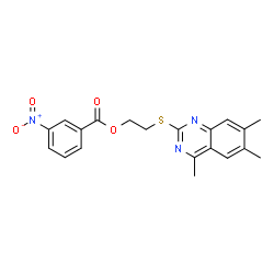 ChemSpider 2D Image | 2-[(4,6,7-Trimethyl-2-quinazolinyl)sulfanyl]ethyl 3-nitrobenzoate | C20H19N3O4S