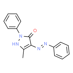 ChemSpider 2D Image | 3H-Pyrazol-3-one, 1,2-dihydro-5-methyl-2-phenyl-4-(phenylazo)- | C16H14N4O